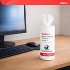 Staples Screen Cleaning Wipes – 100 per Tub, Safe for Monitors, Laptops & Electronics, 2‑Pack