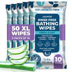 Body Wipes for Adults Bathing No Rinse 50pc XL - Ultra Thick Shower Travel Wipes for Personal Cleansing & Hygiene Essentials, Elderly Care, Incontinence Disposable Washcloths for Women Men