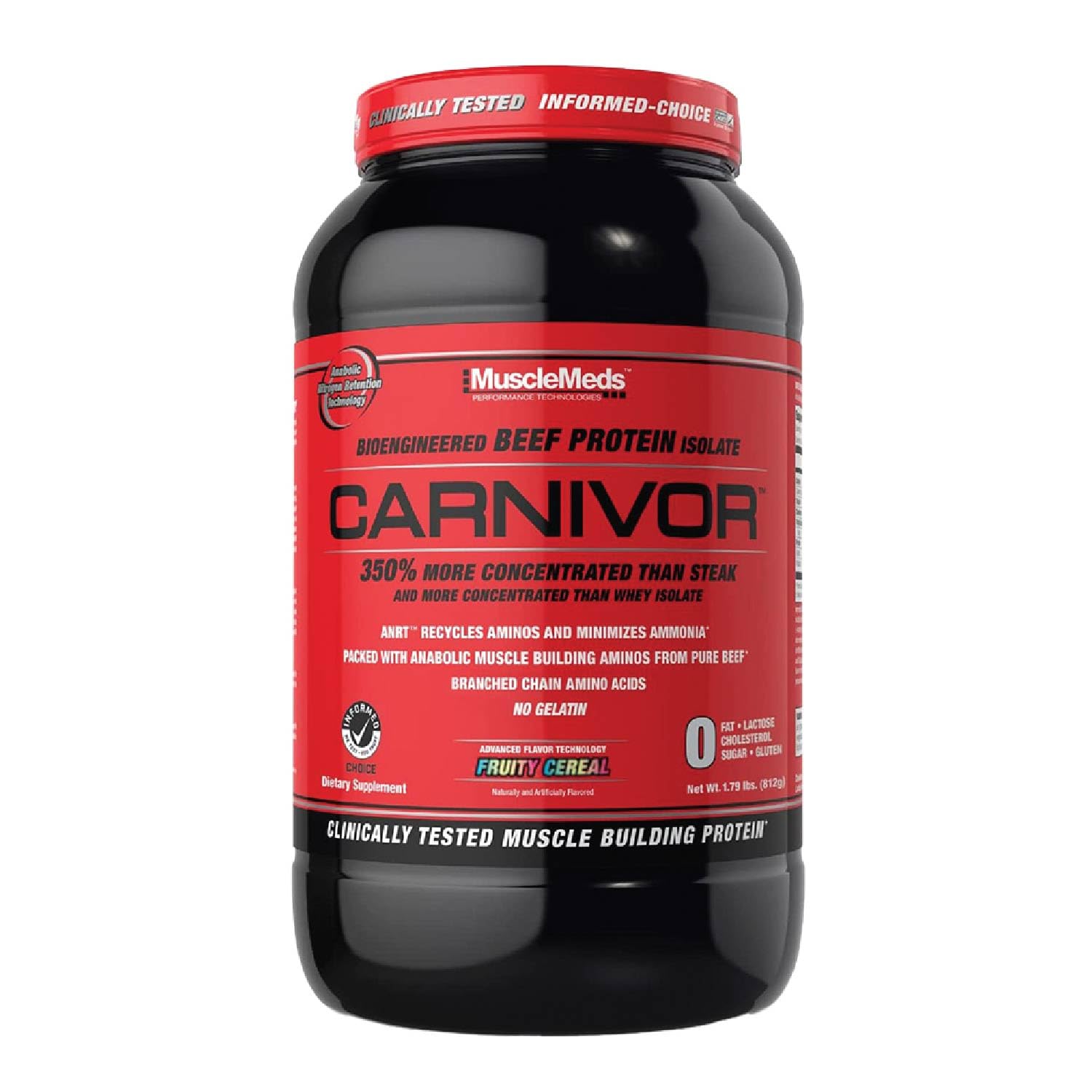 MuscleMeds CARNIVOR Beef Protein Isolate Powder, Muscle Building, Recovery, Lactose Free, Sugar Free, Fat, Free, 23g Protein, Fruity Cereal, 28 Servings