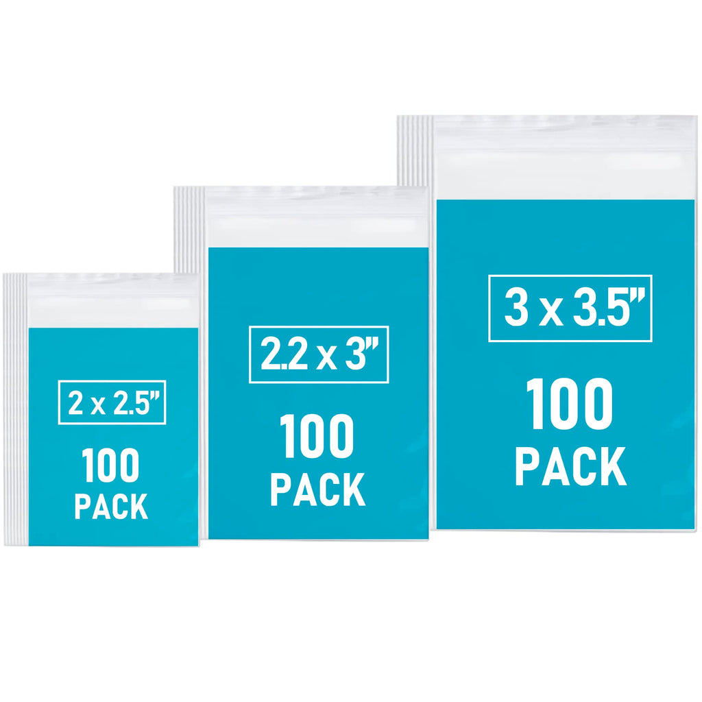 Small Plastic Bags, 300 PCS Mini Baggies, 3 Assorted Sizes