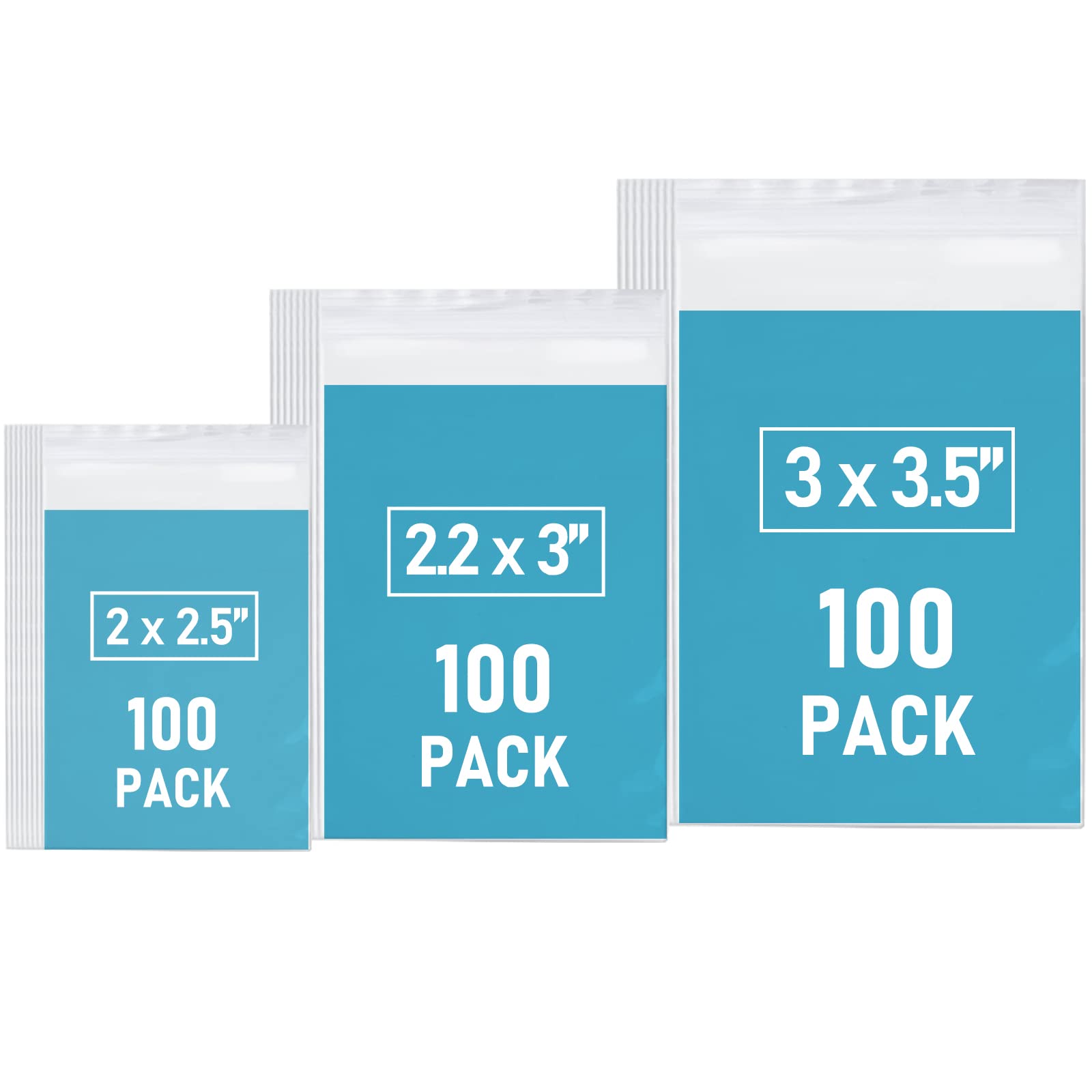 Small Plastic Bags, 300 PCS Mini Baggies, 3 Assorted Sizes