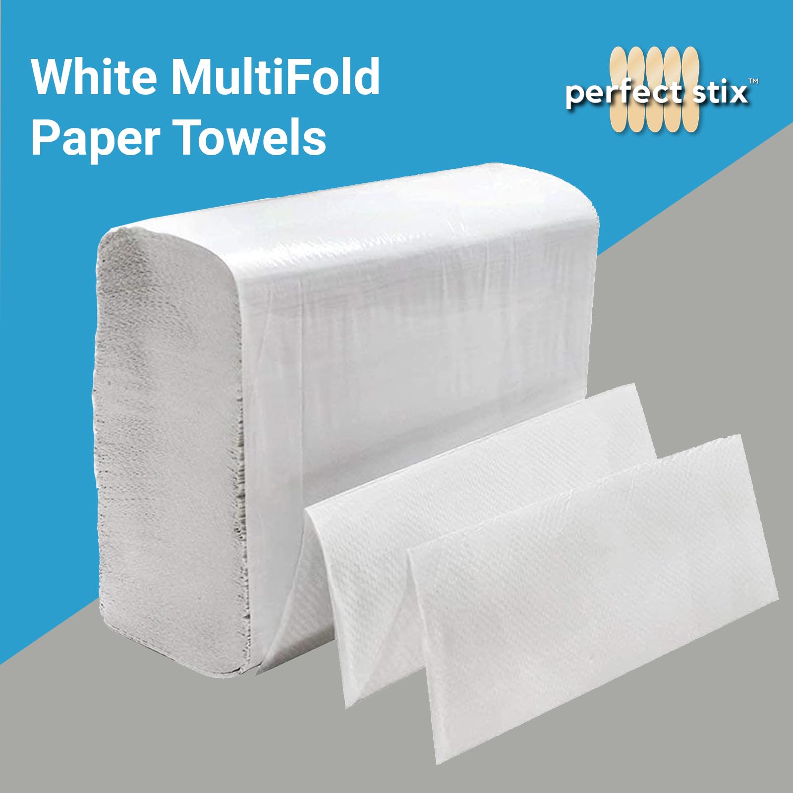 Perfect Stix White MultiFold Paper Towels. Case Pack of 4000 Count