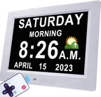 27 Alarms Digital Clock with Voice-Talking Time, Auto DST, 20 Custom Reminders, 10-Level Night Dimmer, Sleep Trainer, Day Date Week Calendar Clock for Seniors Dementia Alzheimers- 7 Inch with Remote