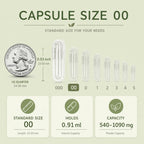 FUMMANY Size 00 Vegan Empty Pill Capsules -1000 Count Clear Veggie Vegetarian Capsule Filling Vitamin Powders for DIY Supplements