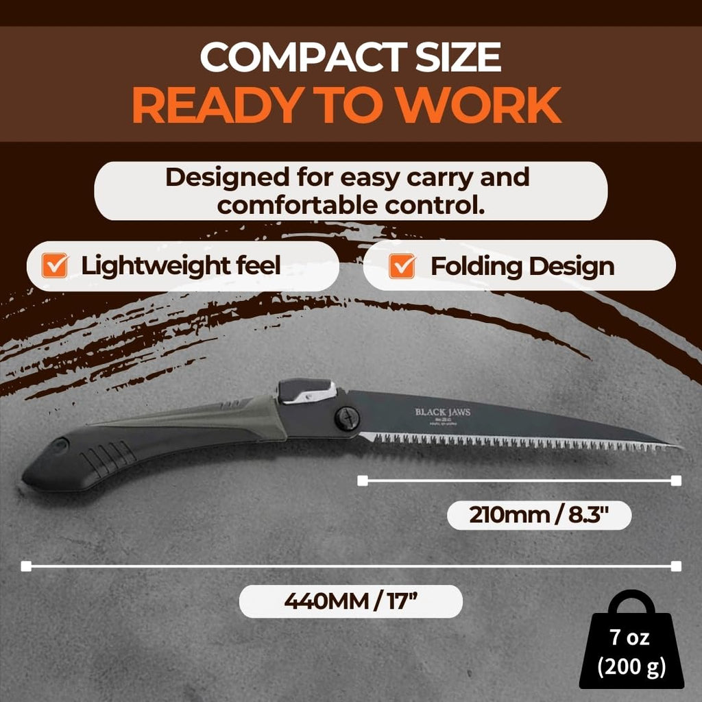 Saboten 8.3" Folding Pruning Saw, Made in Japan, Compact Hand Saw for Tree Branches, Garden Cutting & Outdoor Use - forest Originals