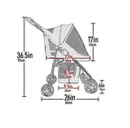 Pet Gear Happy Trails Lite Pet Stroller for Cats/Dogs, Zipper Entry, Easy Fold with Removable Liner, Safety Tether, Storage Basket, Pebble