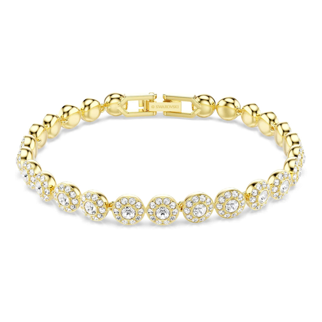 Una Angelic bracelet, Round cut, White, Gold-tSwarovski One plated