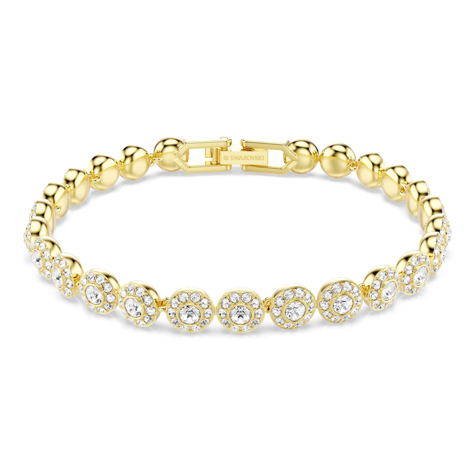 Una Angelic bracelet, Round cut, White, Gold-tSwarovski One plated