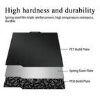 HzdaDeve 3PK P1S Build Plate for Bambu Lab P2S/X2D/P1S/P1P/A1/X1C/X1E Dual-Textured Cold Cool PEI Double Smooth PEO PET Plate Black Sheet Board 257.5x257.5MM Heated Bed Spring Steel Flexible Platform