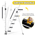 KINGRACK 5 Step Ladder, Step Stool 800 lbs Capacity with Safety Latch, Storage Tray, Handrail & Extra Wide Steps, Step Ladder 5 Step Folding for Home, Garden, Painting, Garage & Outdoor, White