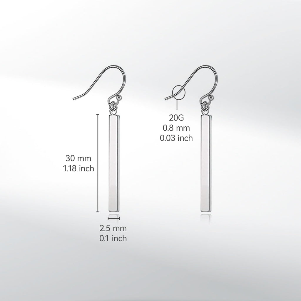 Limerencia Pure Titanium Vertical Bar Dangle Earrings, Lightweight Drop Earrings Hypoallergenic for Sensitive Ears Women (30 mm, Silver)