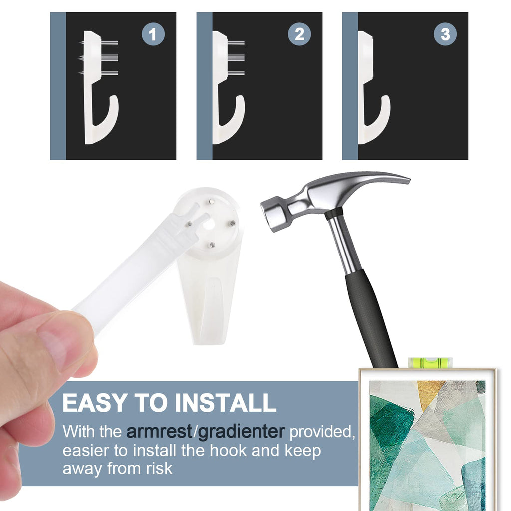 COVITKAN 60 PCS Picture Hangers Hanging Kit, Heavy Duty Hooks for Stucco/Concrete/Hard Walls Without Drilling, Invisible Nail&25 LBS Weight Load