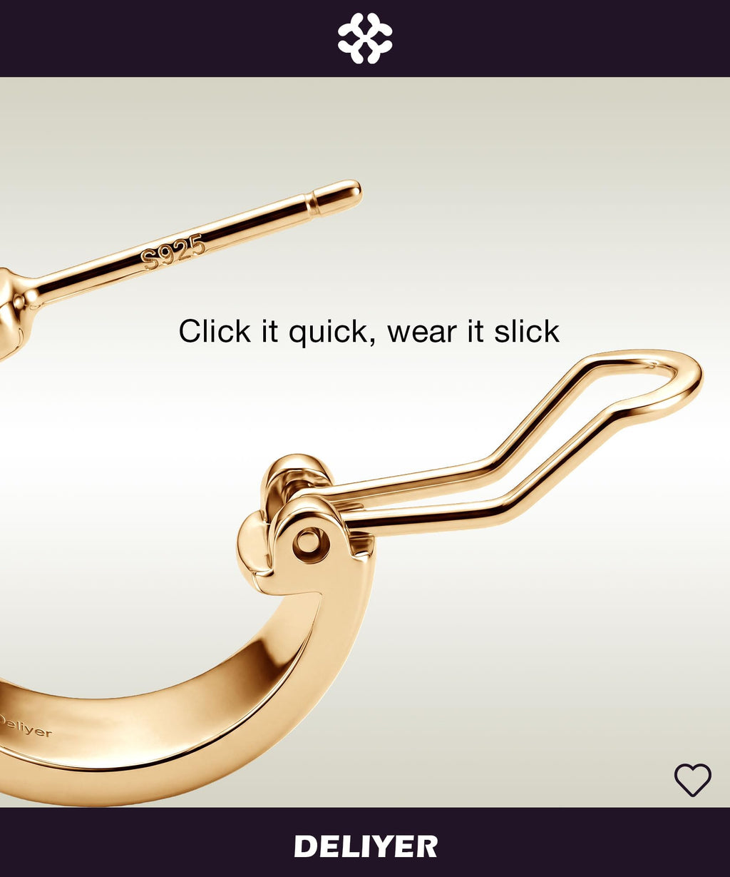 DELIYER Small Wide Huggie Hoop Earrings for Women Chunky Thick Gold Hoop Earrings Hypoallergenic Hoop Earrings Non Tarnish (Gold)