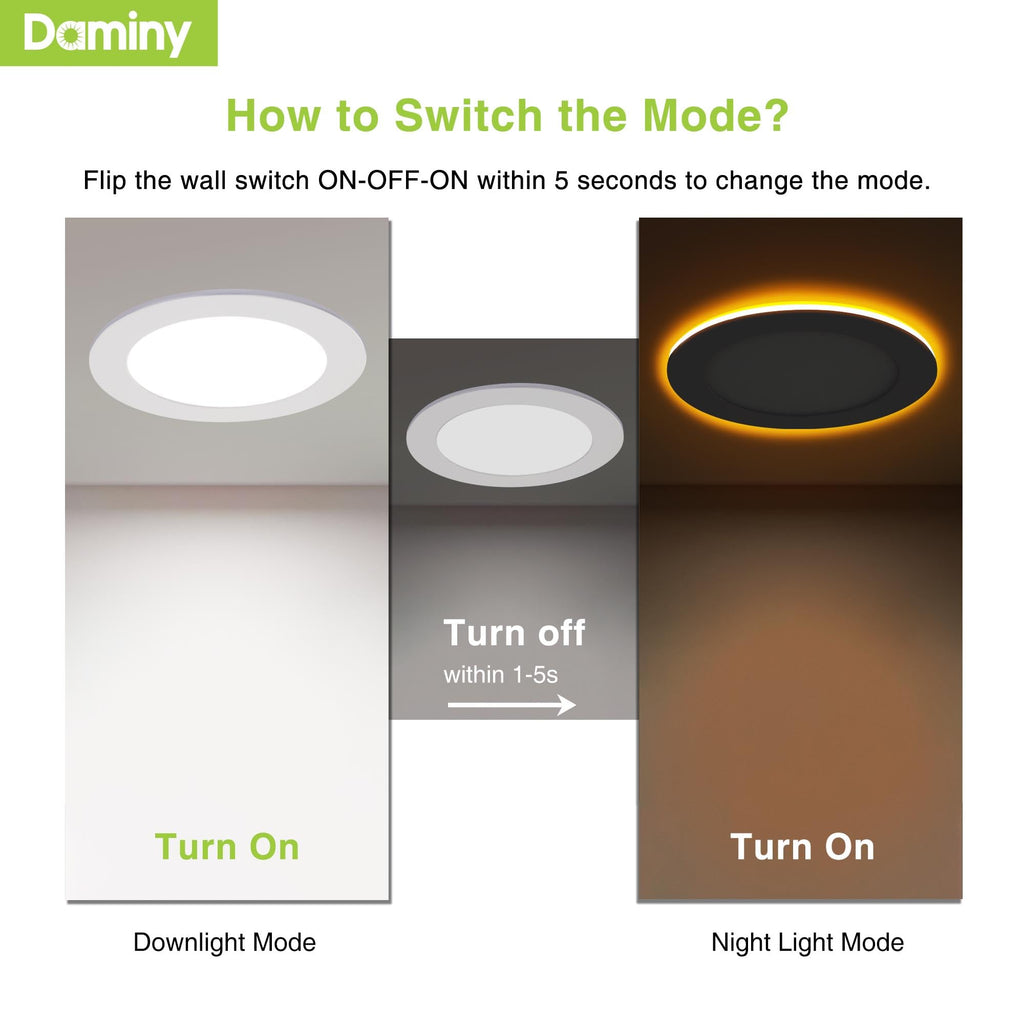 DAMINY 12 Pack 6 Inch 5CCT LED Recessed Light with Night Light,Ultra-Thin,Canless recessed Lighting 6 in,12W=110W,1000LM,Dimmable Wafer Lights,ETL Certificated