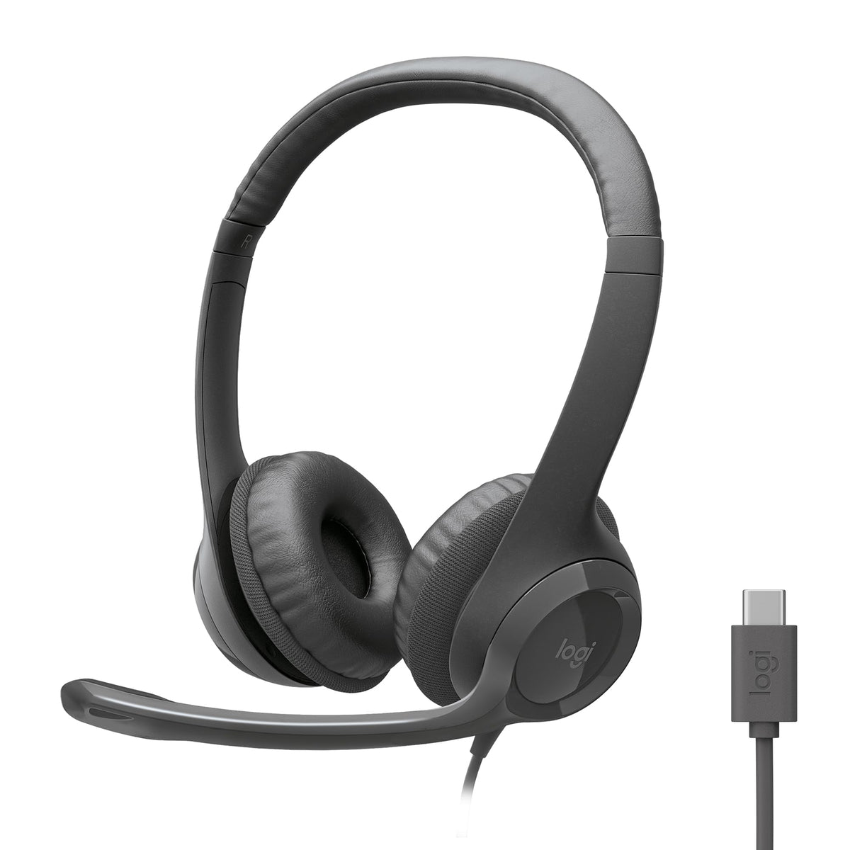 Logitech H391 Wired Headset PC/Laptop Stereo Headphones, USB-C, Graphite