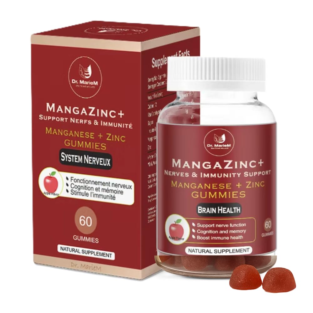 Dr. MarieM MangaZinc+ Gummies – Manganese + Zinc for Nerve Function, Cognitive Support & Immune Health – Apple Flavor – 60 Gummies