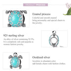 WOSTU 925 Sterling Silver Blue Enamel Sea Turtle Bead Charm for Bracelets