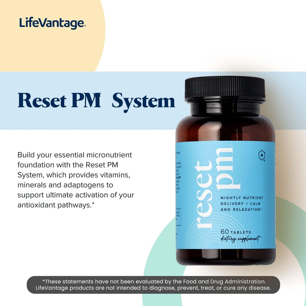 LifeVantage® Reset PM™ - Advanced Multi-Nutrient Supplement, Restful Sleep & Optimal Health - Timewise Nutrient Delivery™ for Relaxation & Morning Refreshment - Light Vanilla Coating - 60 Tablets
