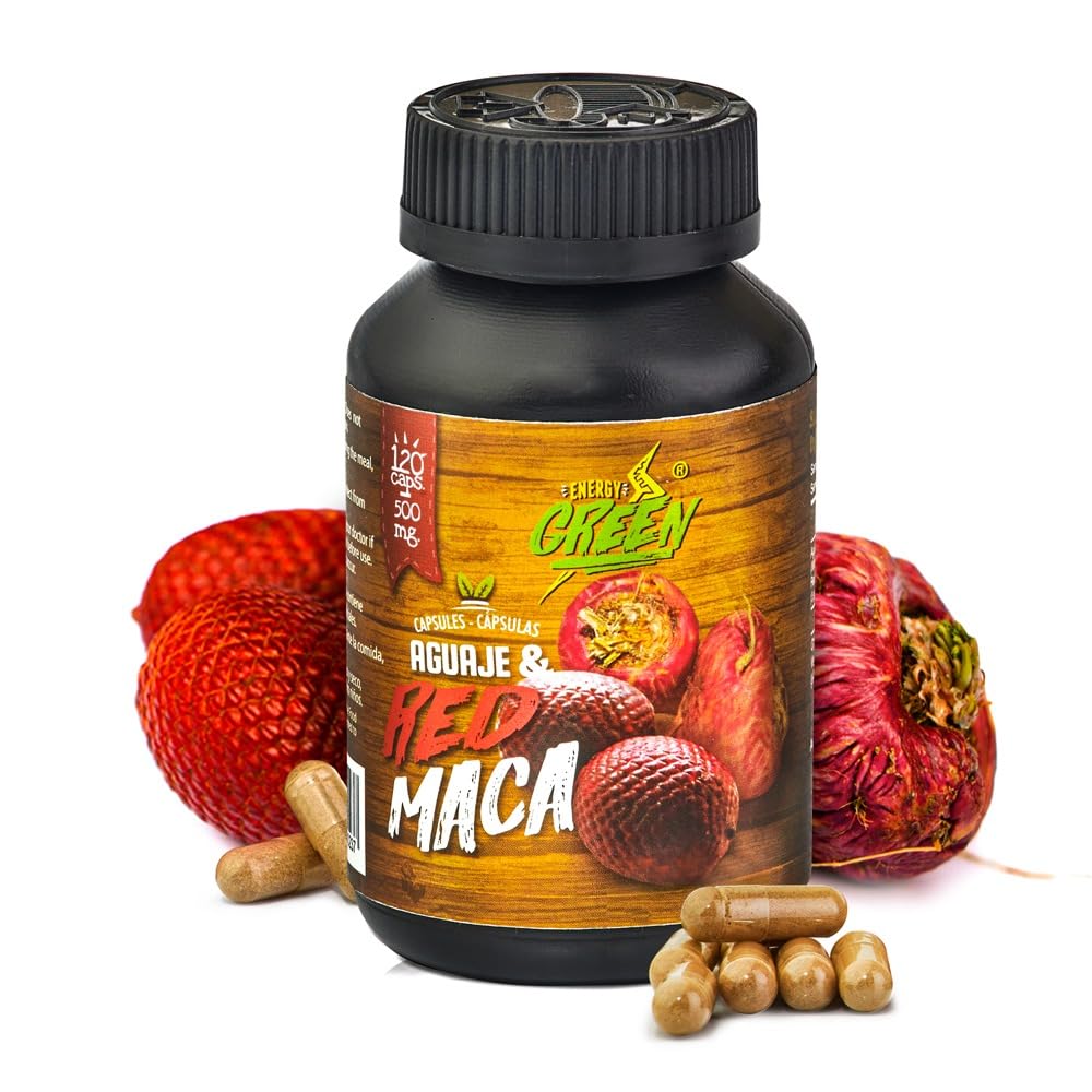 Amazon Andes Aguaje with Red Maca Capsules 1000mg - Buriti Fruit Plus Maca Roja Superfood Blend - 120 Vegetarian Caps - Peruvian Beta Carotene - Non-GMO Vegan Gluten Free Plant Based