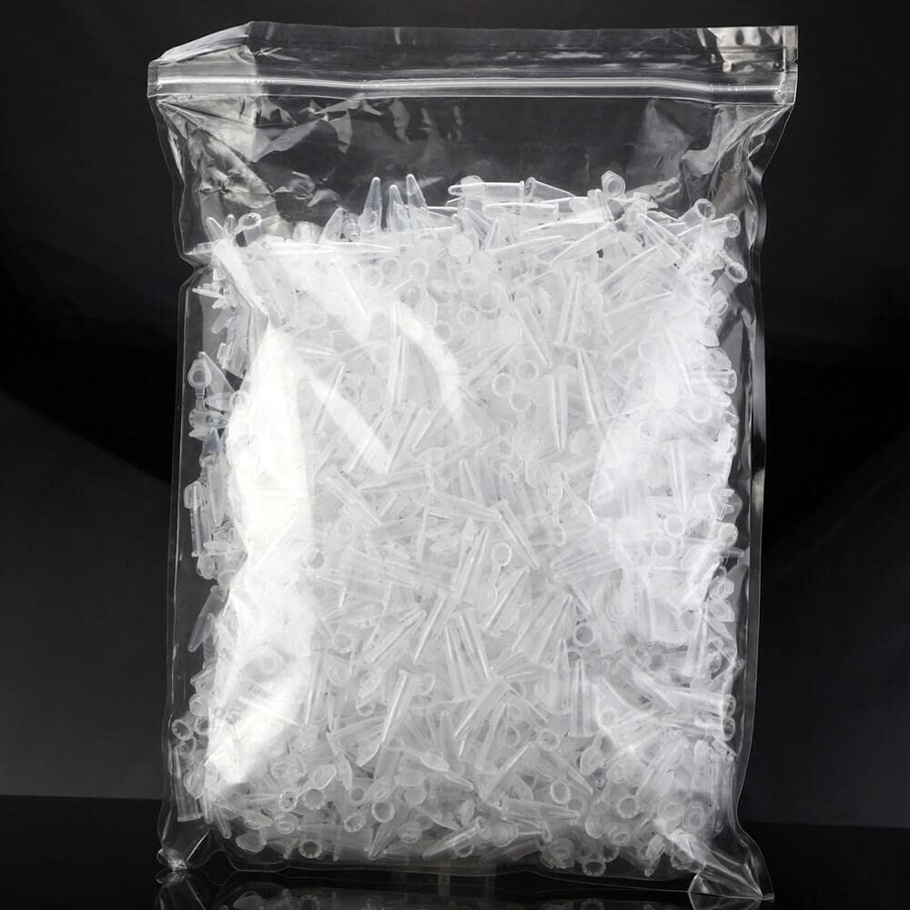 BKMAMLAB 0.5ml Microcentrifuge Tubes 1000pcs, EO Sterilized Plastic Small Vials with Caps for Sample Storage Without Leakage(1000)