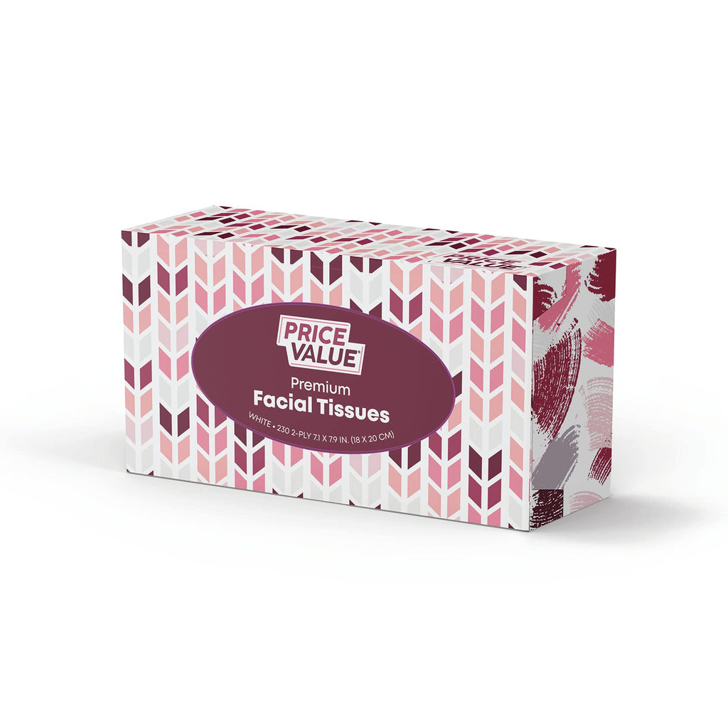 Price Value Facial Tissues boxes 230 Sheets Per Box 8 Boxes. Premium Soft Gentle and Durable in A Stylish Box - 1,840 Sheets