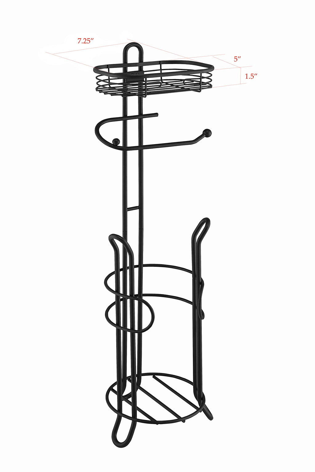 SunnyPoint Bathroom Heavyweight Toilet Tissue Paper Roll Storage Holder Stand with Reserve and Shelve, The Reserve Area Has Enough Space to Store Mega Rolls. (Black)