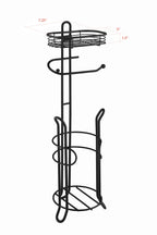 SunnyPoint Bathroom Heavyweight Toilet Tissue Paper Roll Storage Holder Stand with Reserve and Shelve, The Reserve Area Has Enough Space to Store Mega Rolls. (Black)