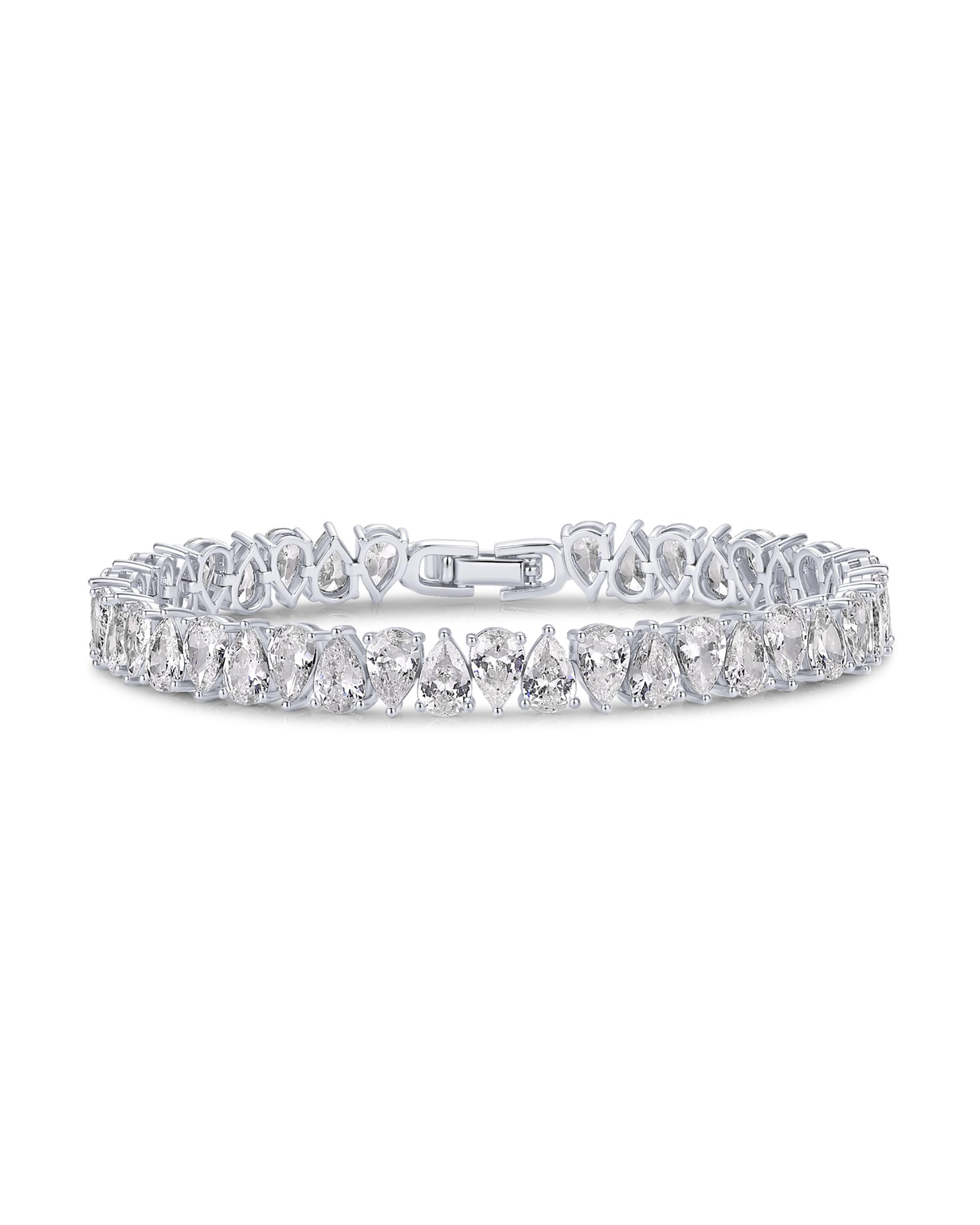 PAVOI CZ Wedding Bridal Tennis Bracelet for Women, White Gold, 6.5"