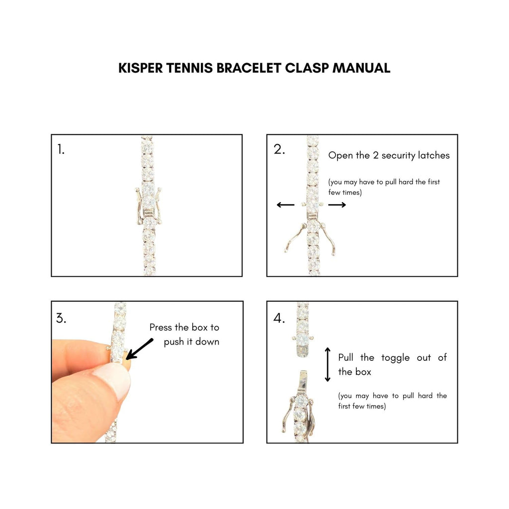 KISPER Tennis Bracelets for Women 14k White Gold Plated Round Cut CZ
