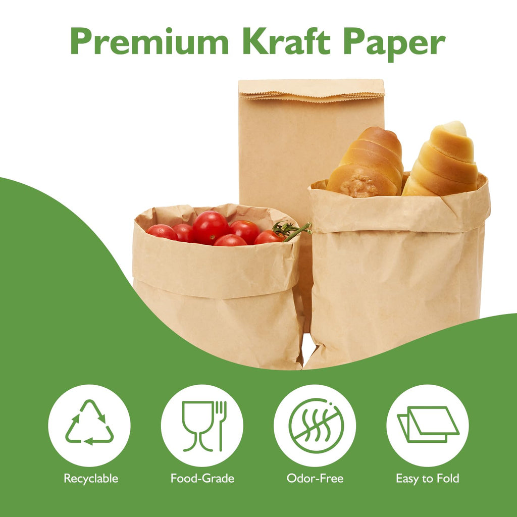 Homrelaxy 60 Pcs 4LB Brown Paper Lunch Bags, Disposable Kraft Paper Bag