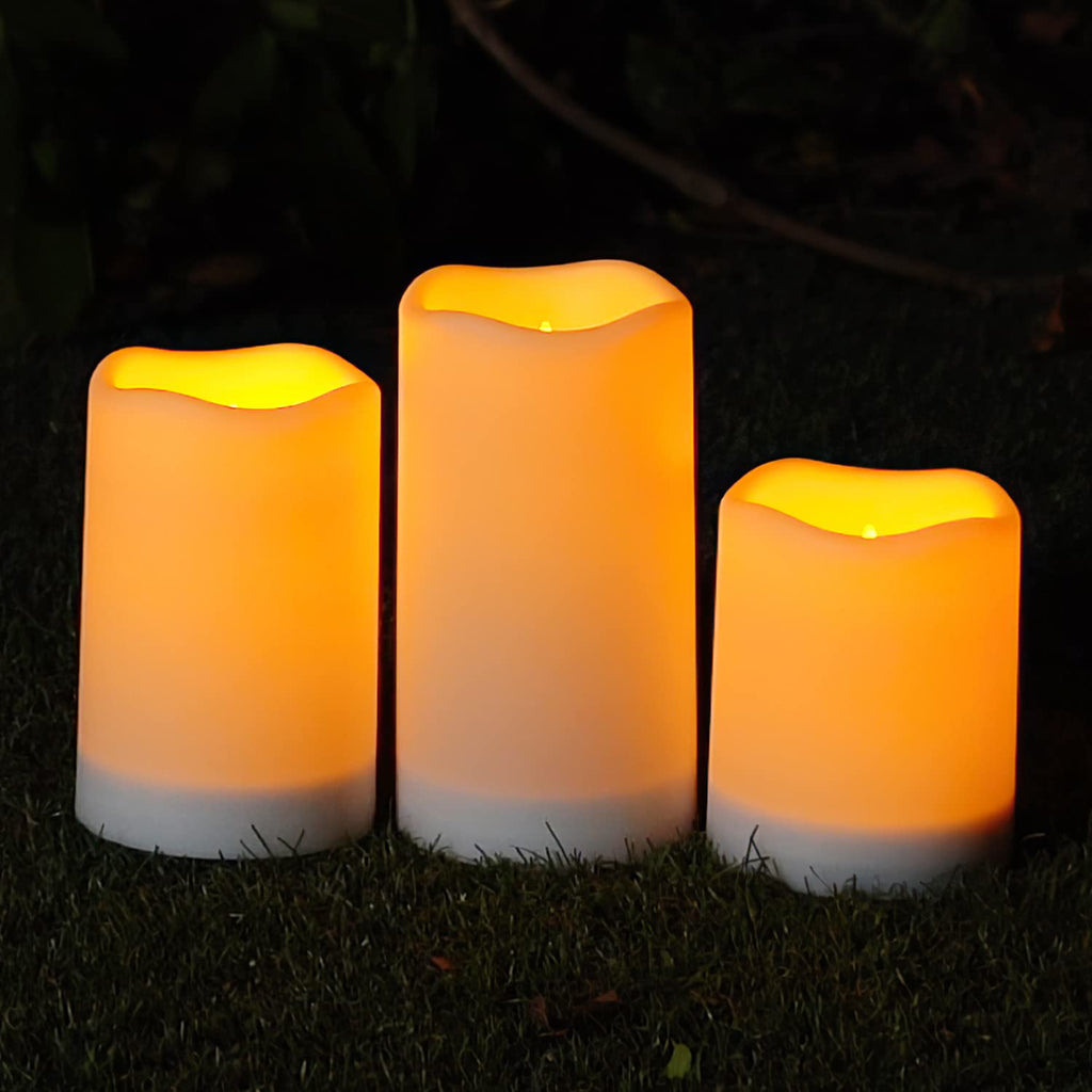 Homemory Solar Candles Outdoor Waterproof, Dusk to Dawn Sensor, 3"x4"5" 6"