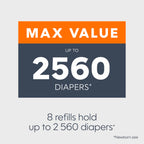 Diaper Genie Essentials Round Refill 8-Pack, Unscented, Fits Complete Pails