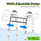 Delog Narrow Folding Walker for Seniors with Trigger Release and 5 Inches Wheels, Lightweight Supports Up to 350 lbs, Aluminum Folding Walker for Elderly, Handicapped and Disabled