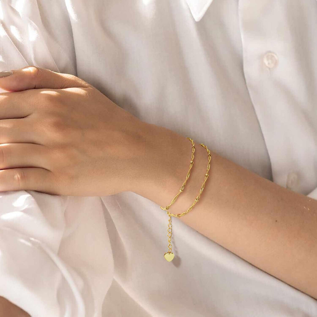 YIYEPUTI 14K Gold Bracelets for Women Double-Layer Gold Bracelets for Women