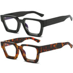 AIEYEZO Square Thick Frame Glasses for Women Men Fashion Blue Light Glasses Trendy Chic Computer Eyeglasses (Black + Tortoise)