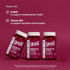 Goli Beets Cardio Gummies with CoQ10 and Vitamin B12 - Beetroot Extract - Cardiovascular Wellness - Vegan, Non-GMO, Gluten-Free - 300 Count (5 Pack)