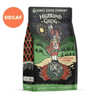 Bones Coffee Company Decaf Highland Grog Flavored Coffee Beans, Medium Roast Ground Coffee Low Acid Decaffeinated, Butterscotch Caramel Flavor (12 oz)