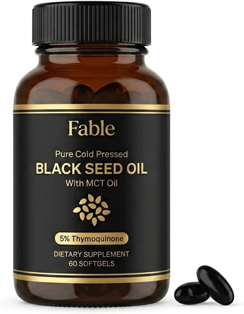 NFGTJYUI Fable Black Seed Oil (5% Thymoquinone) with MCT Oil, 60 SOFTGELS