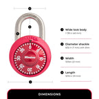 Master Lock 1530T Locker Lock Combination Padlock, 2 Count (Pack of 1), Colors May Vary, Red