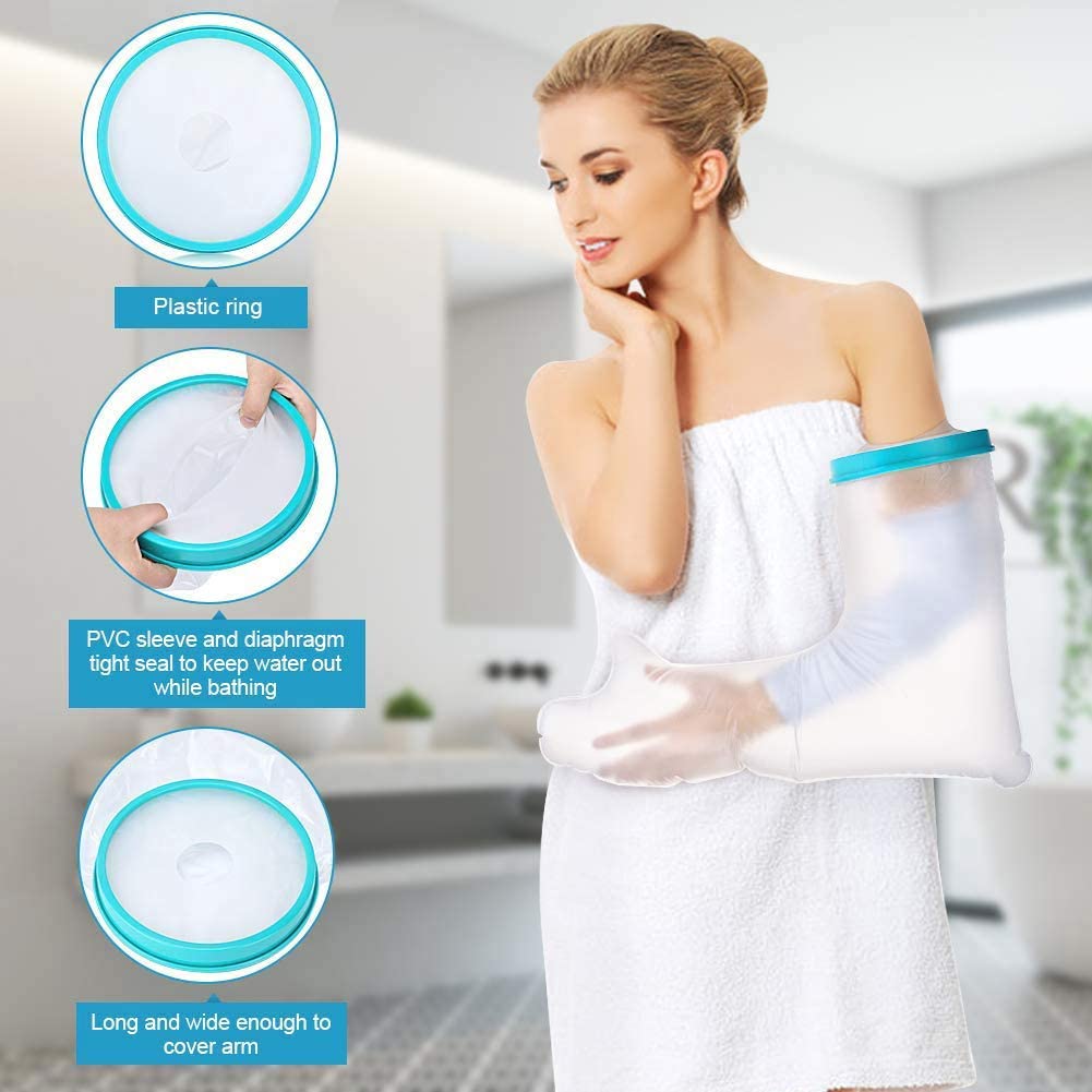 DUMSAMKER Full Arm Cast Cover for Shower Adult, 100% Waterproof Cast Shower Cover Arm, Soft Comfortable Cast Bag Cast Protector, Watertight Seal to Keep Wounds Bandage Dry, Reusable