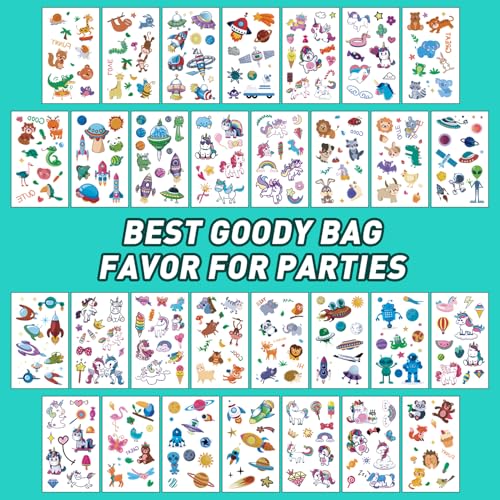Metker Tattoos for Kids - 150 Sheets(1700+ Mixed Styles Patterns) | Temporary Tattoos Stickers for Girls and Boys | Goody Bag Favor for Parties | Non-toxic、Skin-Safe*、Cosmetic-Grade