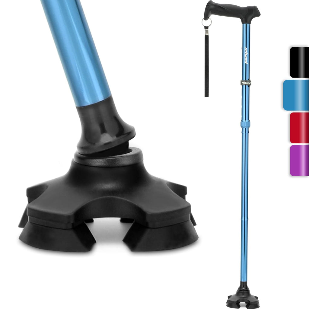 REHAND Walking Cane for Men & Women - Foldable, Adjustable, Lightweight, Self Standing Pivot Walking Cane, Soft Handle Grip, with Travel Bag, Walking Sticks for Seniors & Adults