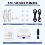 Digital hearing aids for Seniors with noise reduction, rechargeable BTE hearing aid for adults with hearing loss with volume control.