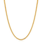 Fiusem 14K Gold Plated Wheat Chain Necklace for Men, 2.5mm 14K Gold Plated Stainless Steel Necklace Chains for Men and Women 24 Inch