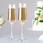 PARACITY Champagne Glasses Set of 2: Clear Glass Champagne Flutes, 8.5 oz