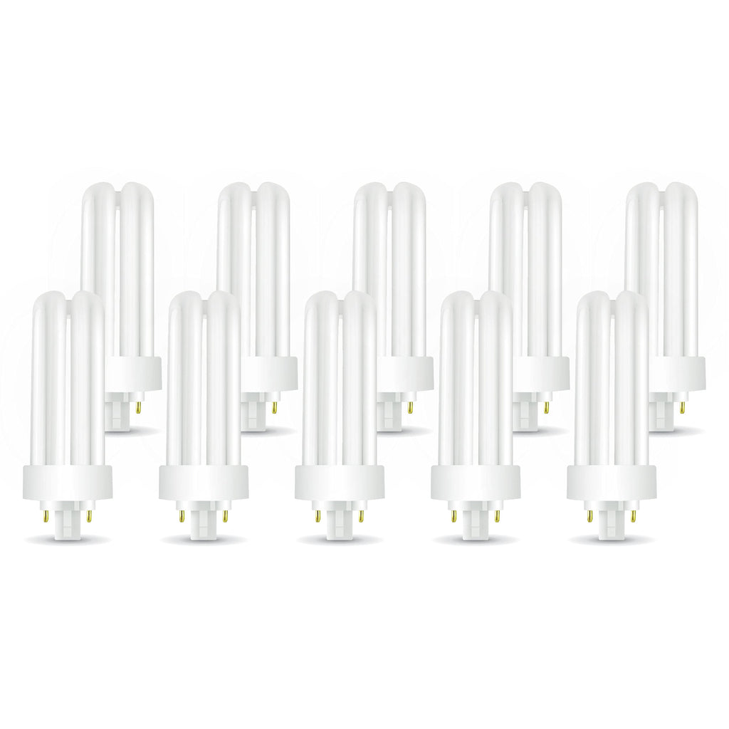 Circle (10 Pack PLT-26W 841 CFL Bulb, 4-Pin GX24q-3, 26W Triple Tube Compact Fluorescent, 4100K Cool White, Replaces Sylvania CF26DT/E/IN/841, Philips PL-T 26W/41/4P/ALTO