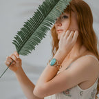 AYANA Turquoise Brass Bracelet | Stone of Healing & Protection | Throat Chakra | December Birthstone | Handcrafted with Ethically Sourced, Natural, Pure Gemstones