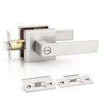 KNOBWELL 20 Pack Heavy Duty Square Door Handle Brushed Nickel Door Lever with Lock Bed and Bath Privacy Handle Bulk Door Knobs(No Key)