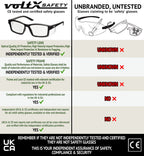 voltX 'VISION' Safety Readers, Full Lens Magnified Reading Safety Glasses (+2.5 Dioptre, Clear lens) ANSI Z87.1+ & CE EN166F - Anti fog coated UV400 lens