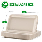 bloomoon 14 Inch Disposable Food Trays for Party 50 Pack Large Paper Plates